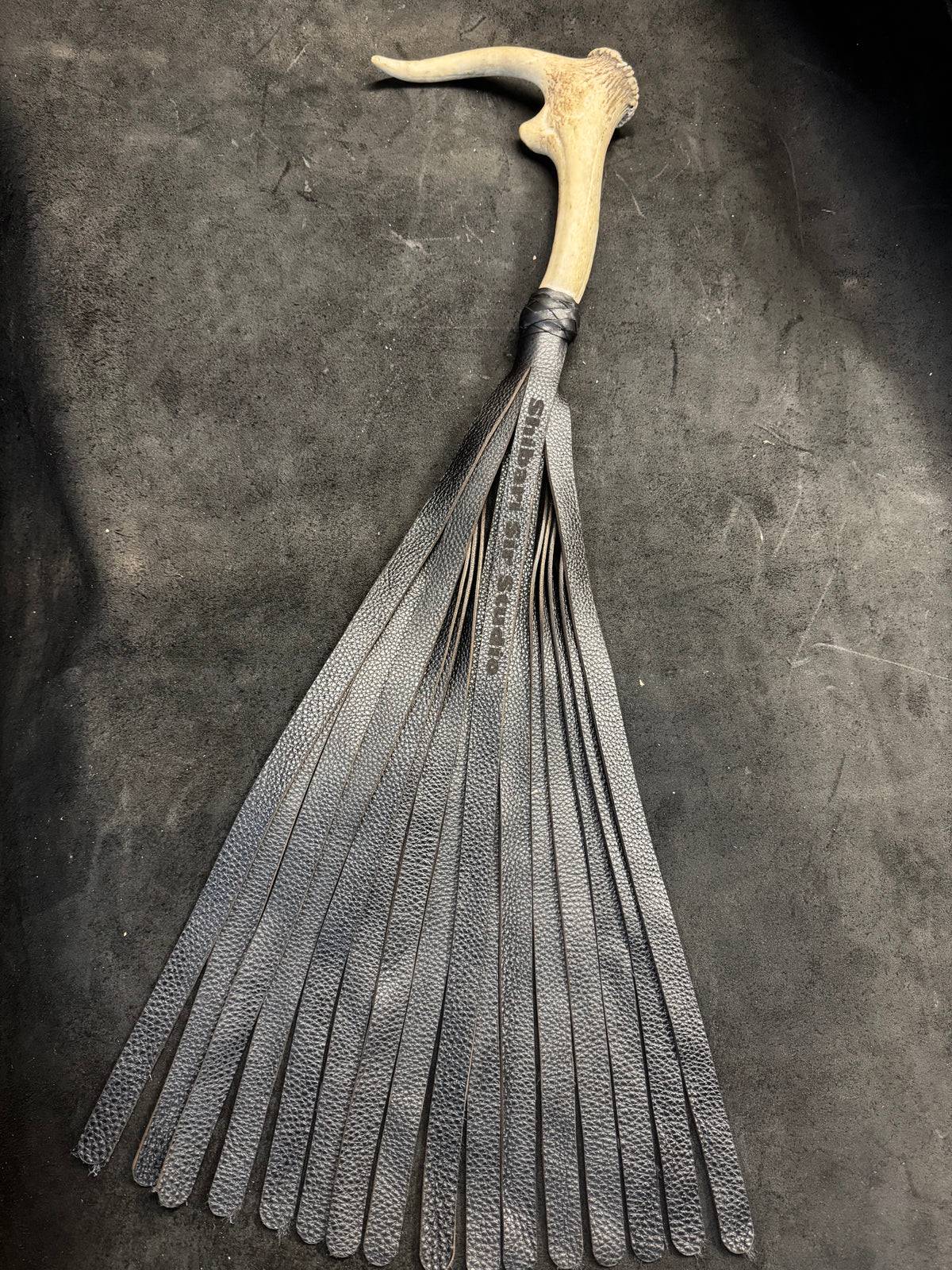 Kudu Leather Flogger with Caribou Antler Handle, photo 2 of 2
