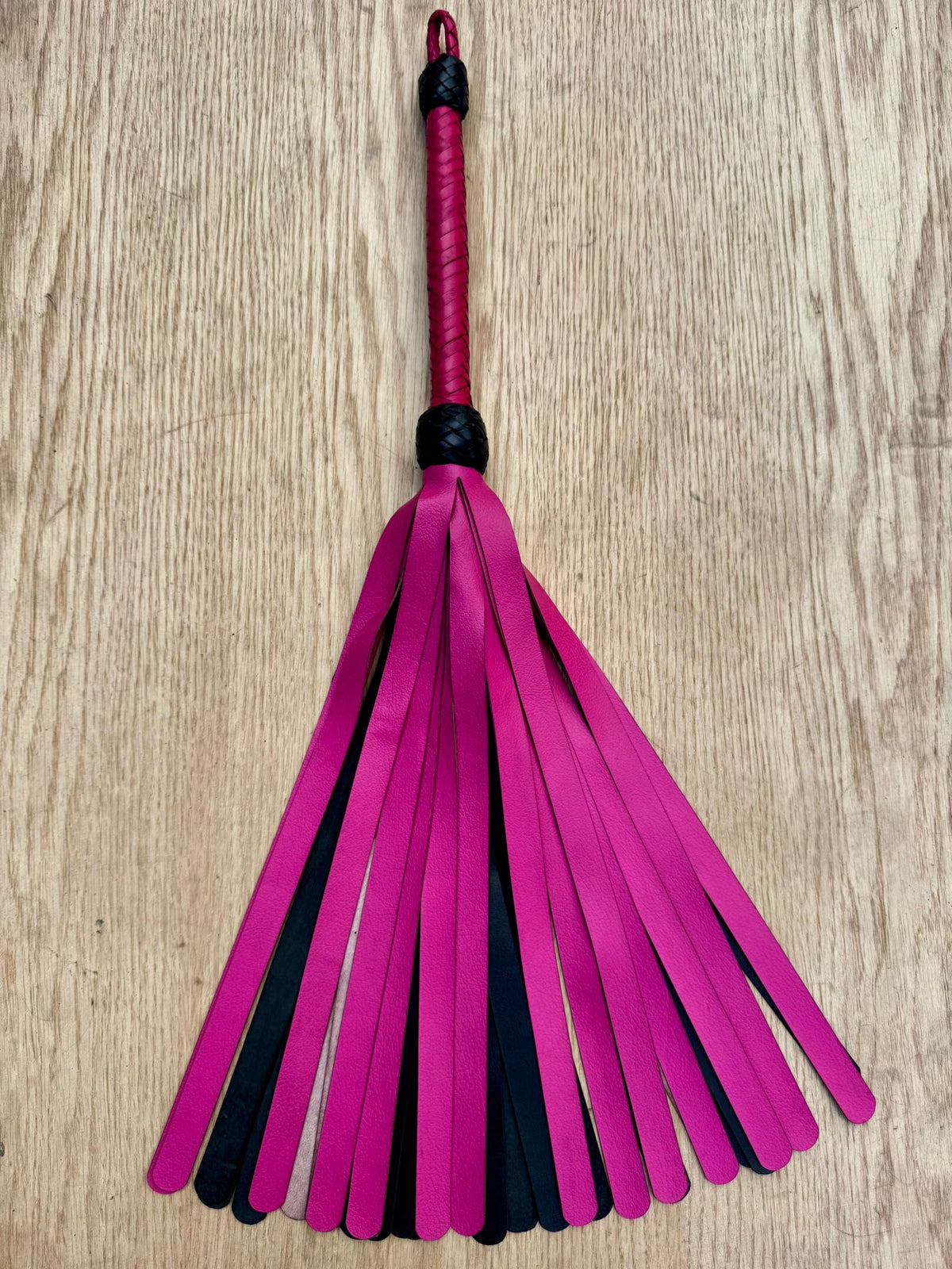 Kangaroo Leather Flogger, Baby Pink, handmade in Australia by The Shibari Sir