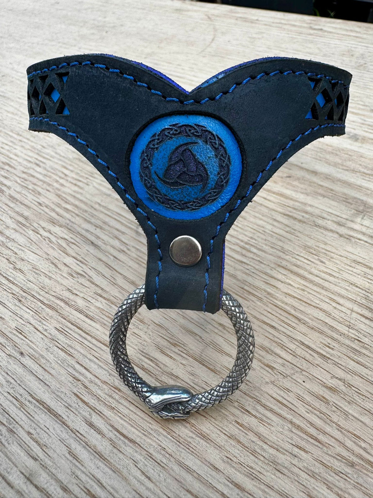 Statement Leather Collar – Triskelion, Ouroboros & Nordic, photo 11 of 12