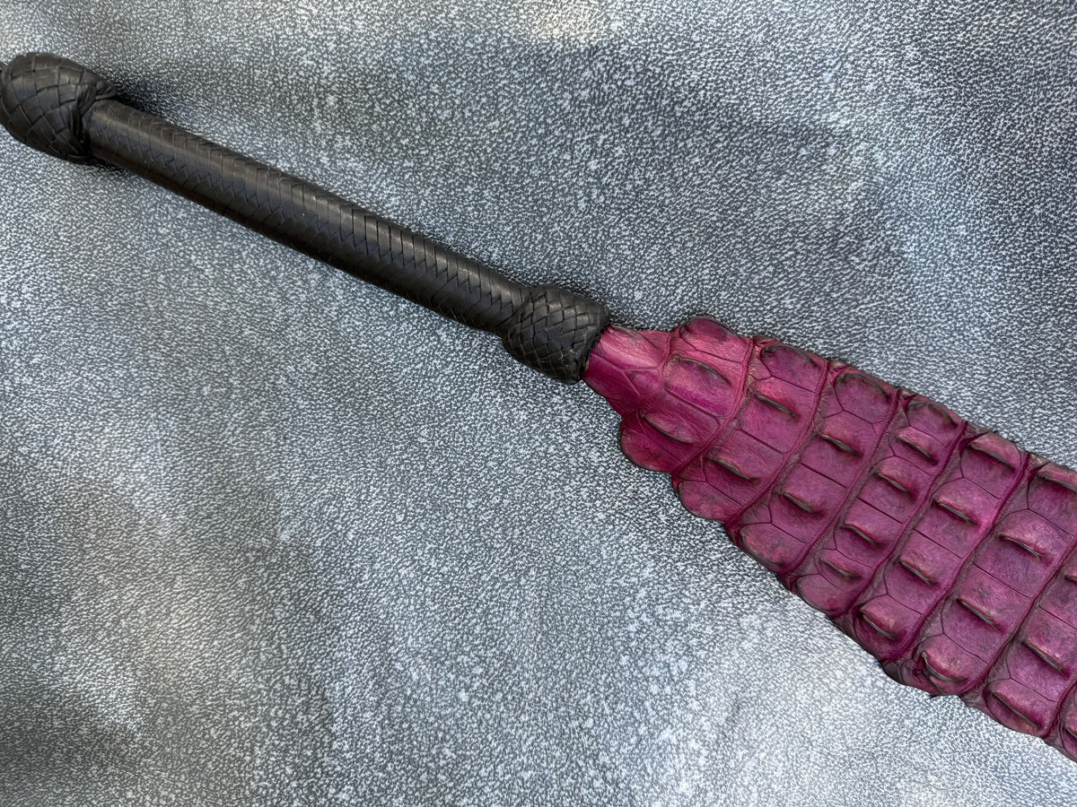 Purple Crocodile Leather Clapper, handmade in Australia by The Shibari Sir