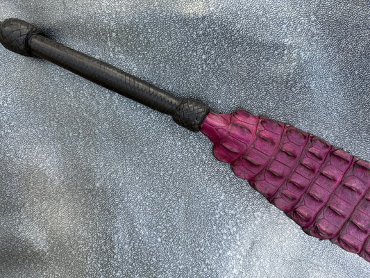 Purple Crocodile Leather Clapper, handmade in Australia by The Shibari Sir