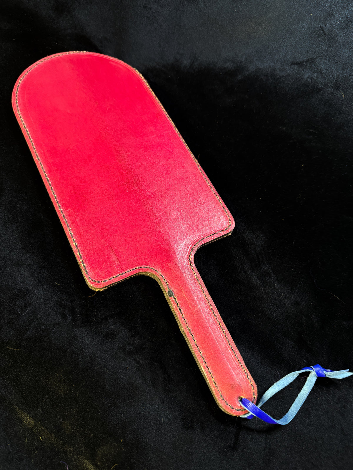 Pink Leather Paddle with Blue Crocodile Inlay, photo 2 of 6