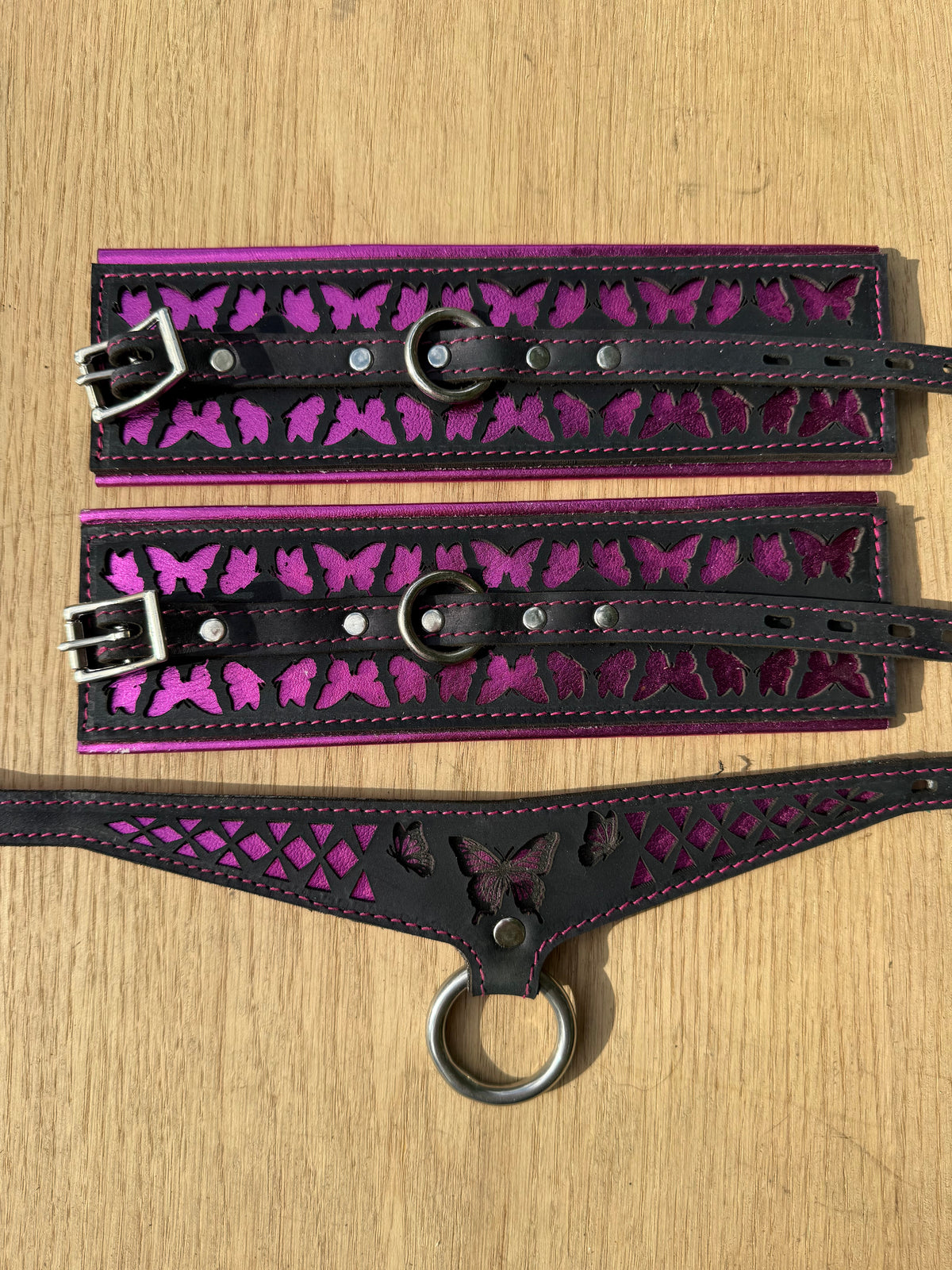 Butterfly Leather Cuffs (Pair), photo 10 of 12