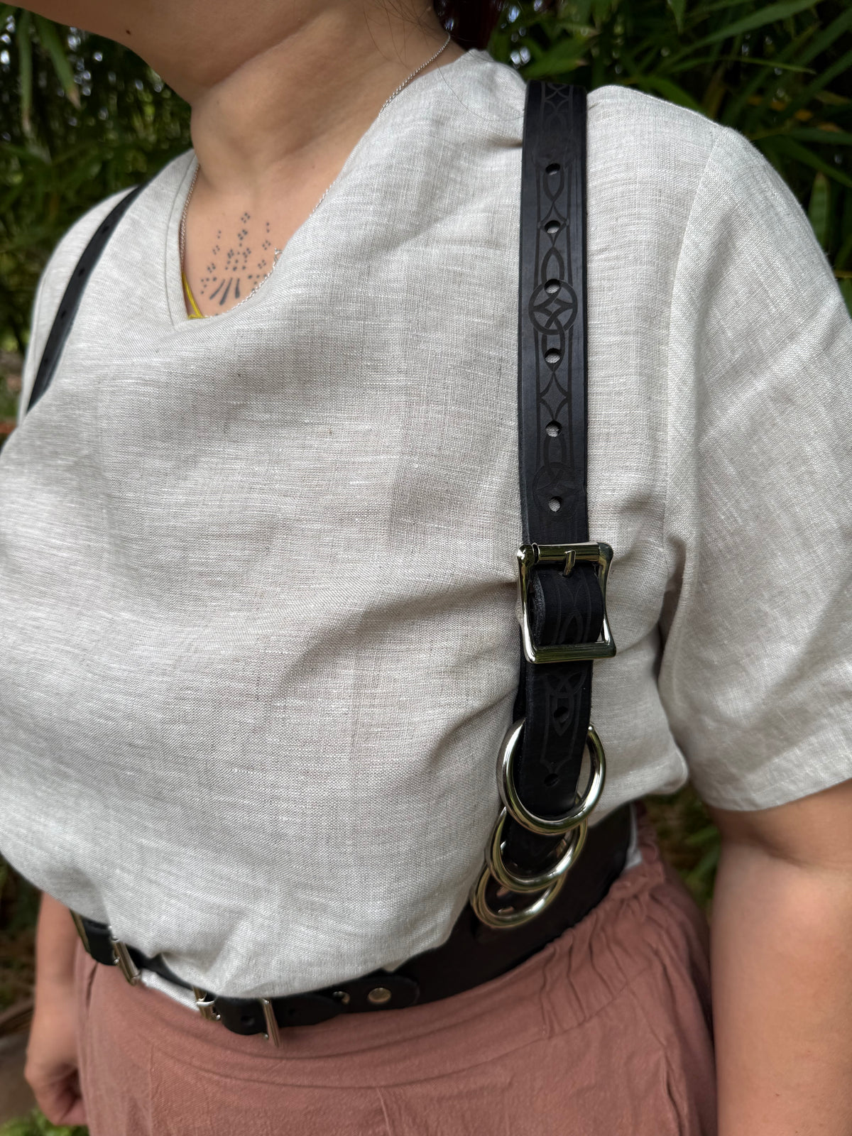 Leather Under-Bust Harness, Black or Tan
