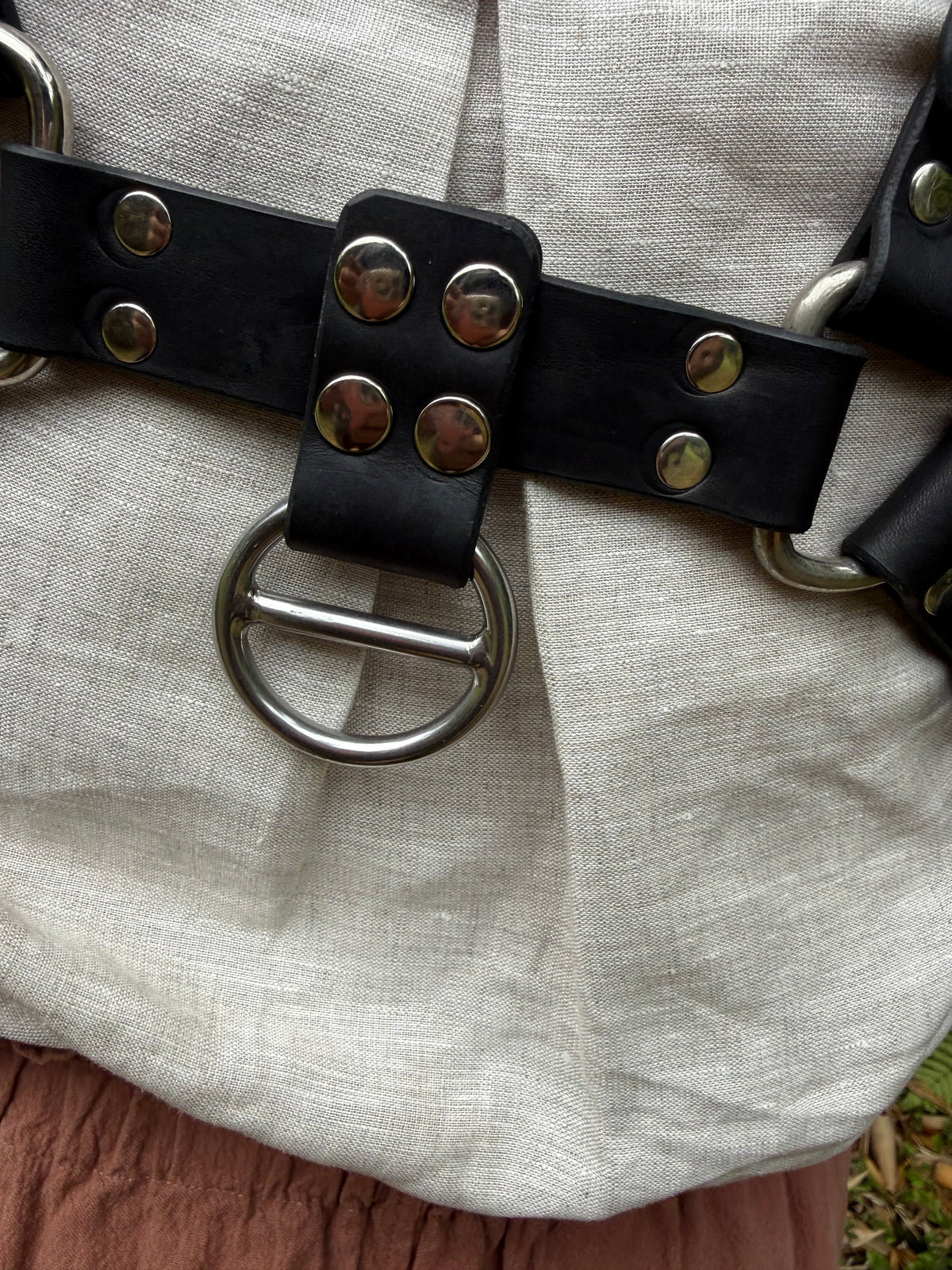 Leather bulldog chest harness, black or tan welt, stainless steel hardware, photo 8 of 12