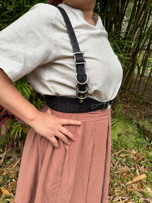 Leather Under-Bust Harness, Black or Tan