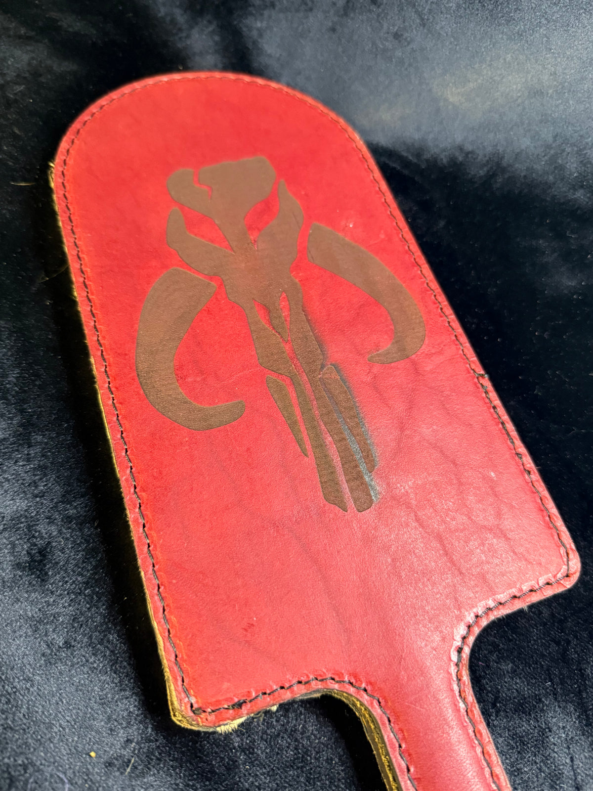 Red Leather Paddle with Kangaroo Leather, photo 4 of 5