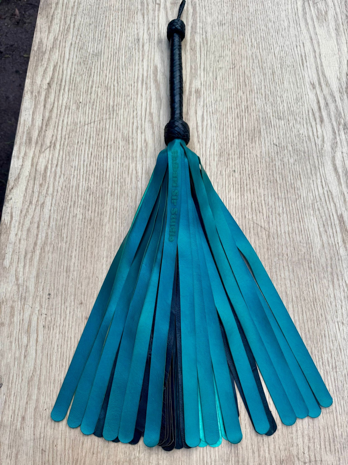 Kangaroo Leather Flogger, Teal, photo 2 of 3