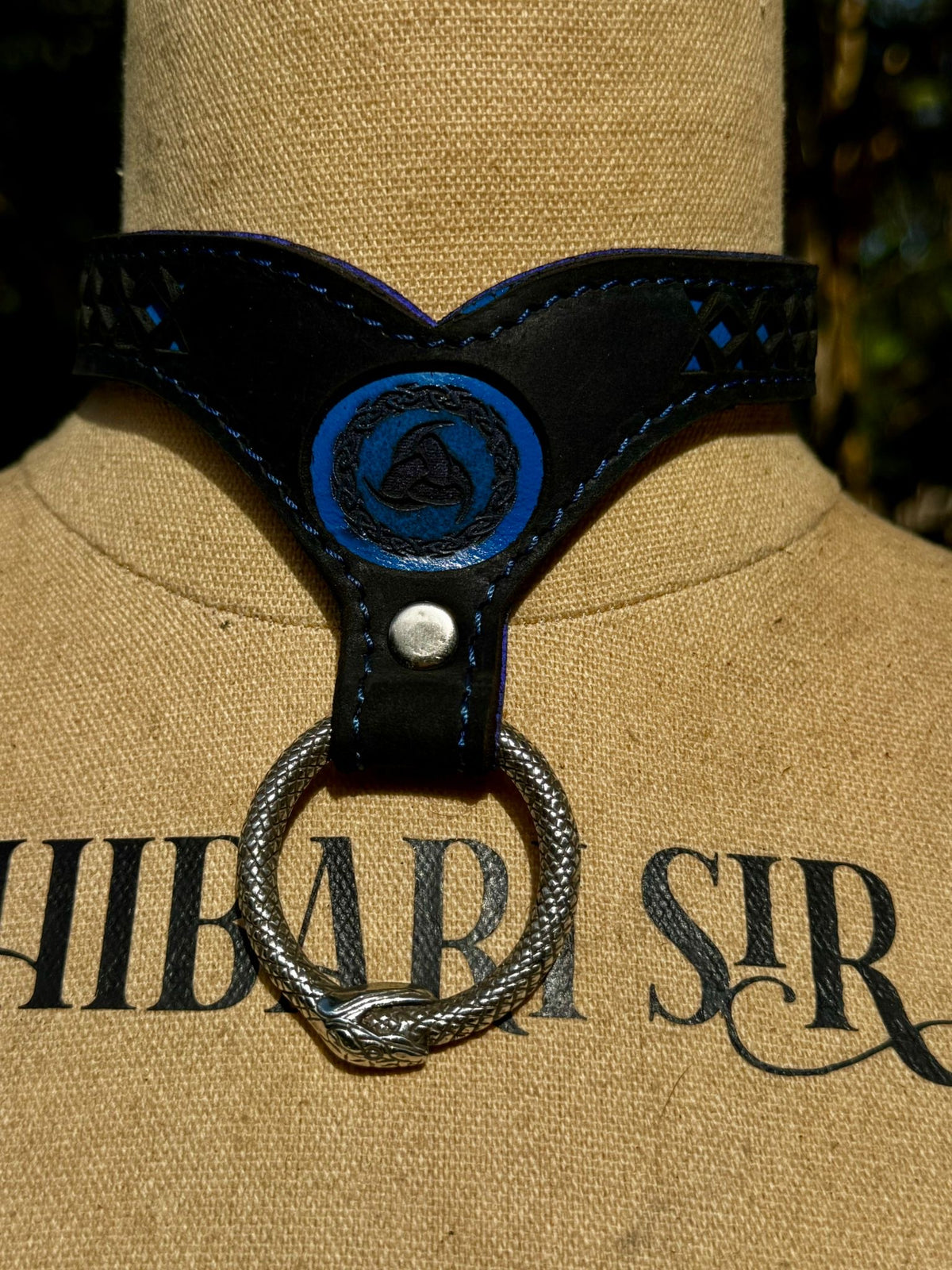 Statement Leather Collar – Triskelion, Ouroboros & Nordic, photo 9 of 12