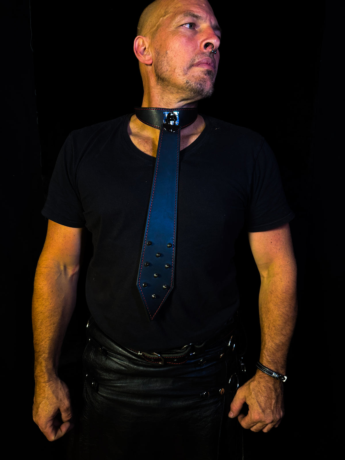 Undercover Dom Black Leather Tie, handmade in Australia by The Shibari Sir