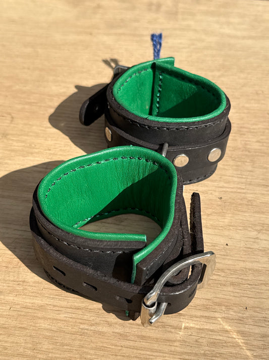 Single Strap Padded Leather Cuffs (Pair), handmade in Australia by The Shibari Sir