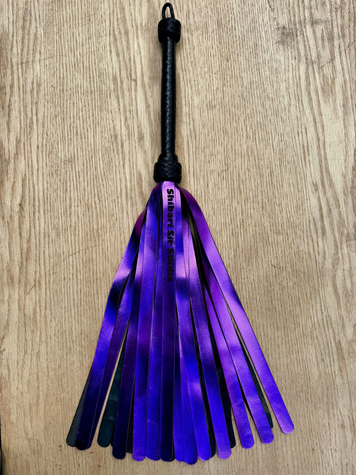 Kangaroo Leather Flogger, Metallic Vampire Purple, handmade in Australia by The Shibari Sir