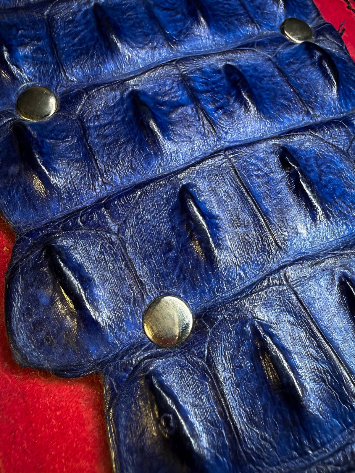 Pink Leather Paddle with Blue Crocodile Inlay, photo 4 of 6