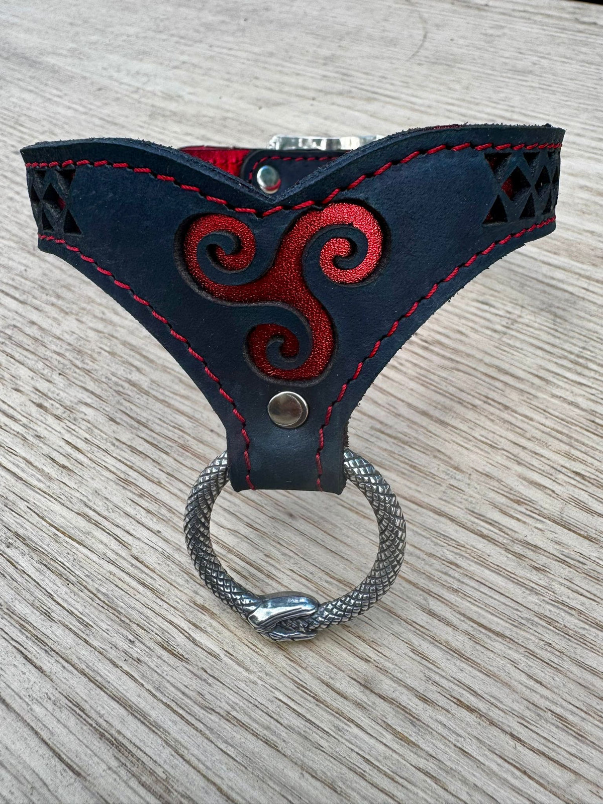 Statement Leather Collar – Triskelion, Ouroboros & Nordic, photo 3 of 12