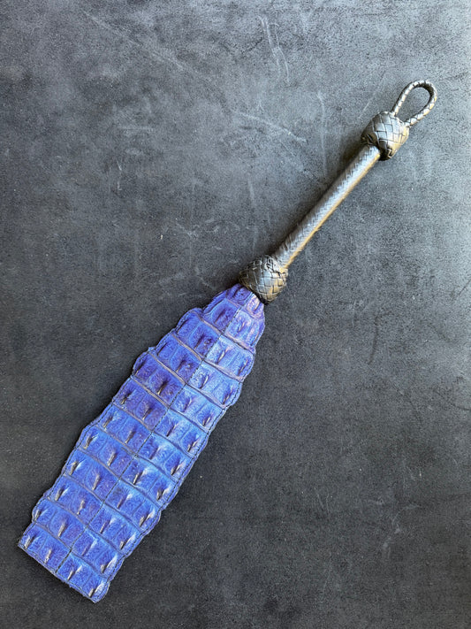 Metallic Blue Crocodile Flapper Clapper Paddle, handmade in Australia by The Shibari Sir