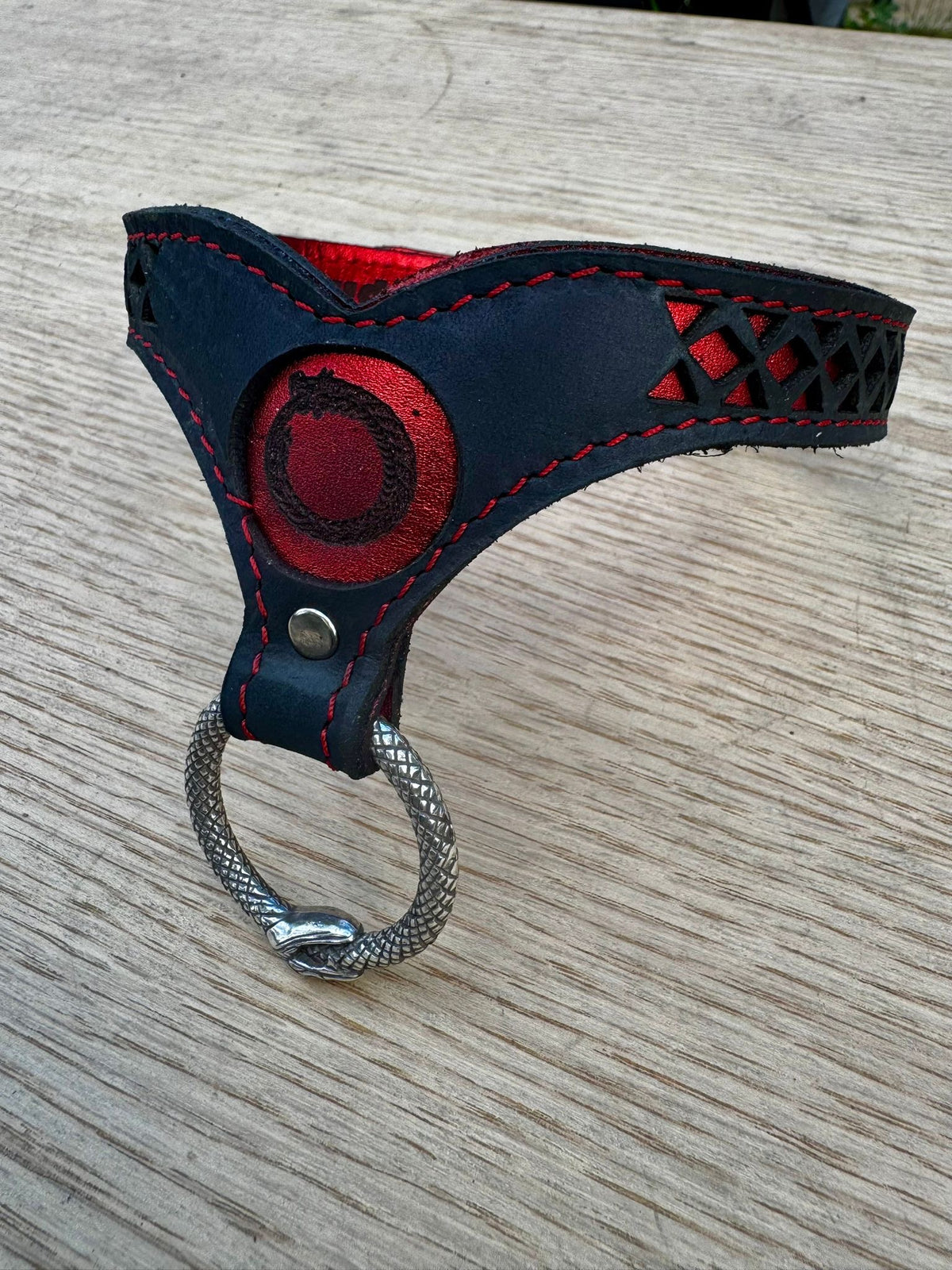 Statement Leather Collar – Triskelion, Ouroboros & Nordic, photo 8 of 12