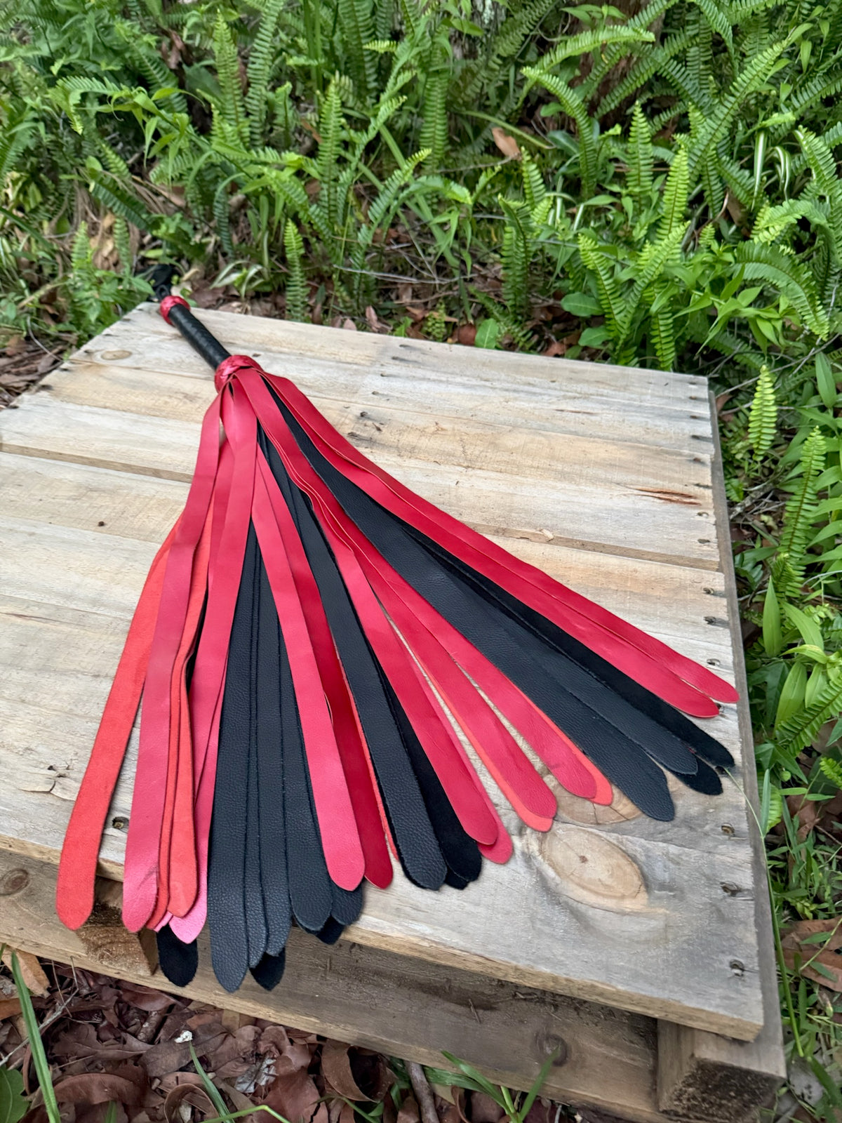 Extra Long Heavyweight Flogger, Metallic Red, handmade in Australia by The Shibari Sir