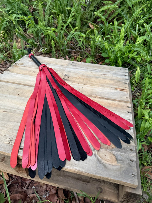 Extra Long Heavyweight Flogger, Metallic Red, handmade in Australia by The Shibari Sir