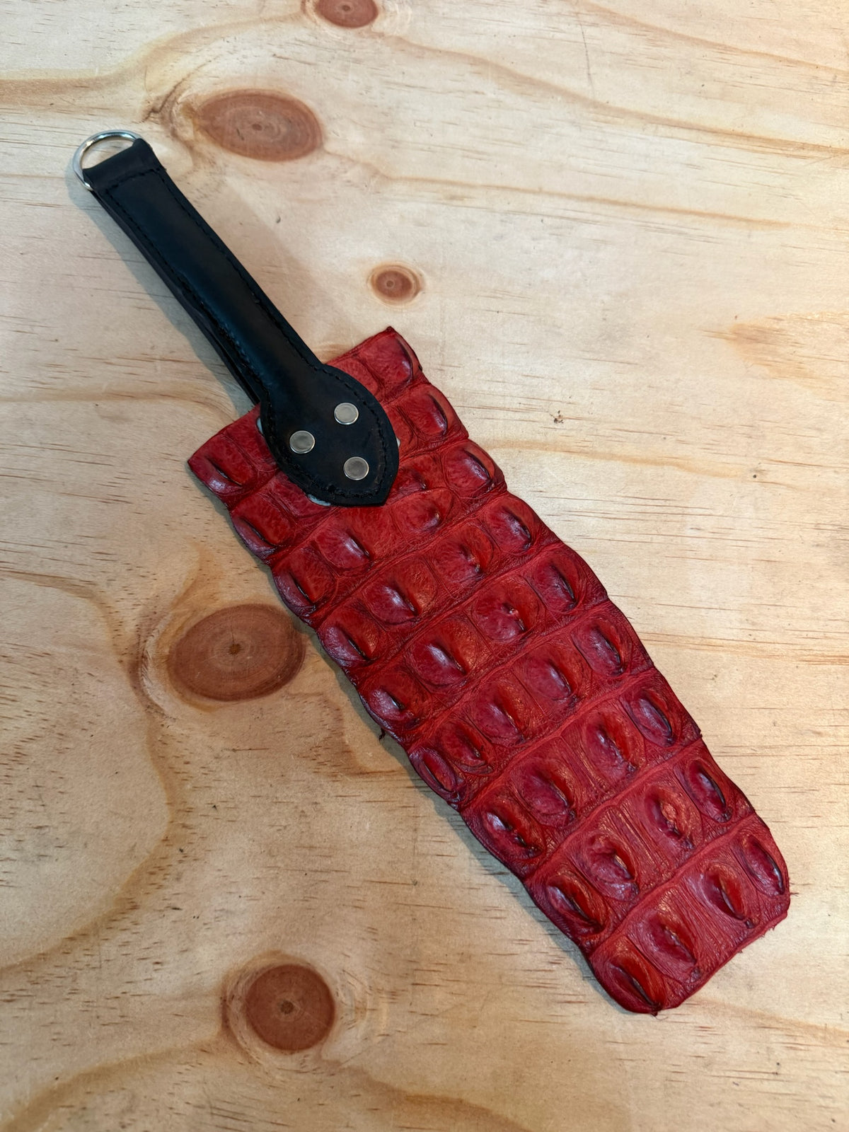 Crocodile Leather Flapper Paddle, Red, photo 2 of 3