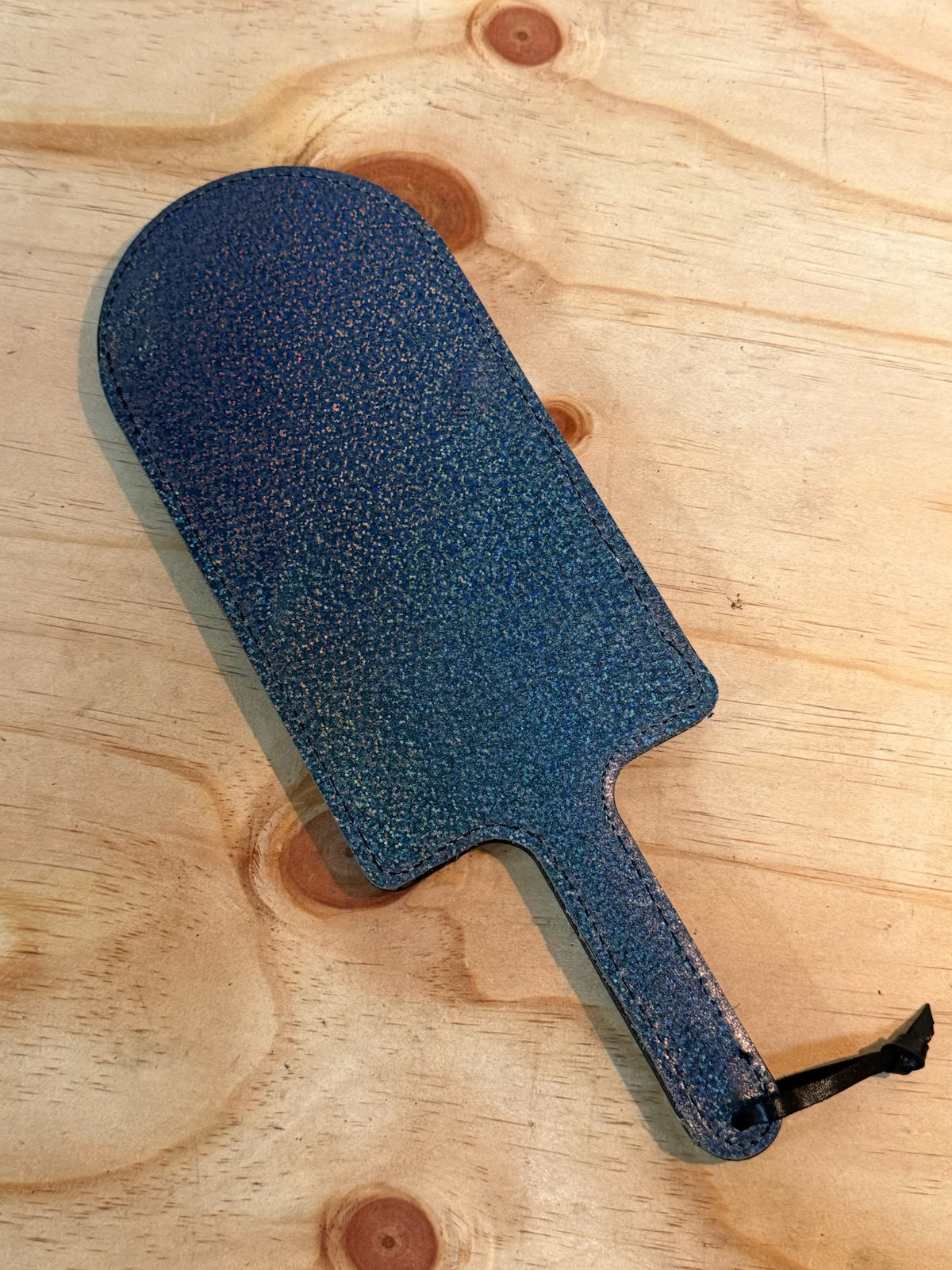 Blue Leather Paddle with Metallic Backing, photo 2 of 3