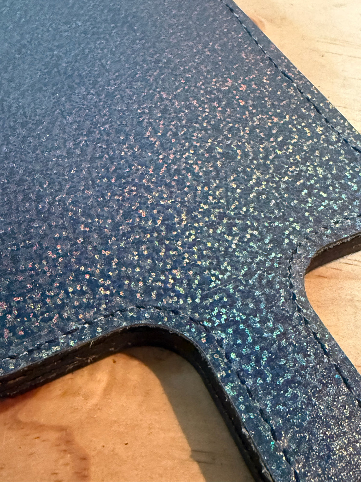 Blue Leather Paddle with Metallic Backing, photo 3 of 3