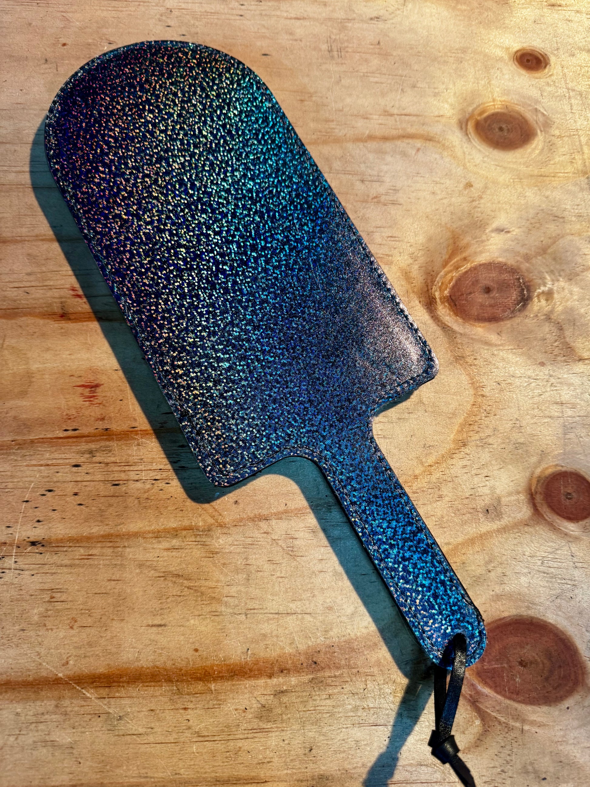 Red Leather Paddle with Metallic Backing, photo 2 of 2