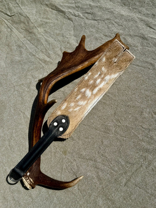 Deer and Water Buffalo Leather Flapper Paddle, handmade in Australia by The Shibari Sir